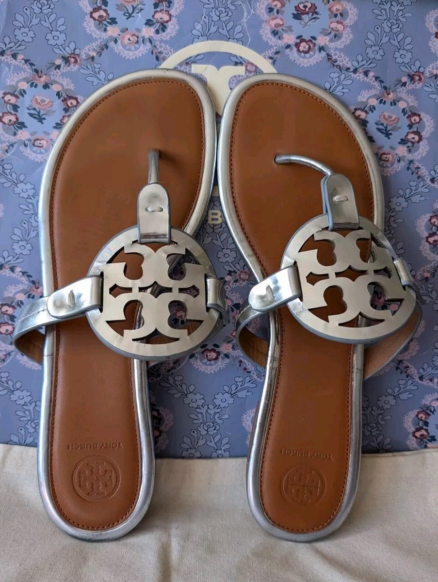 Tory Burch Miller Flip Flop Sandal Size 9 Silver | eBay