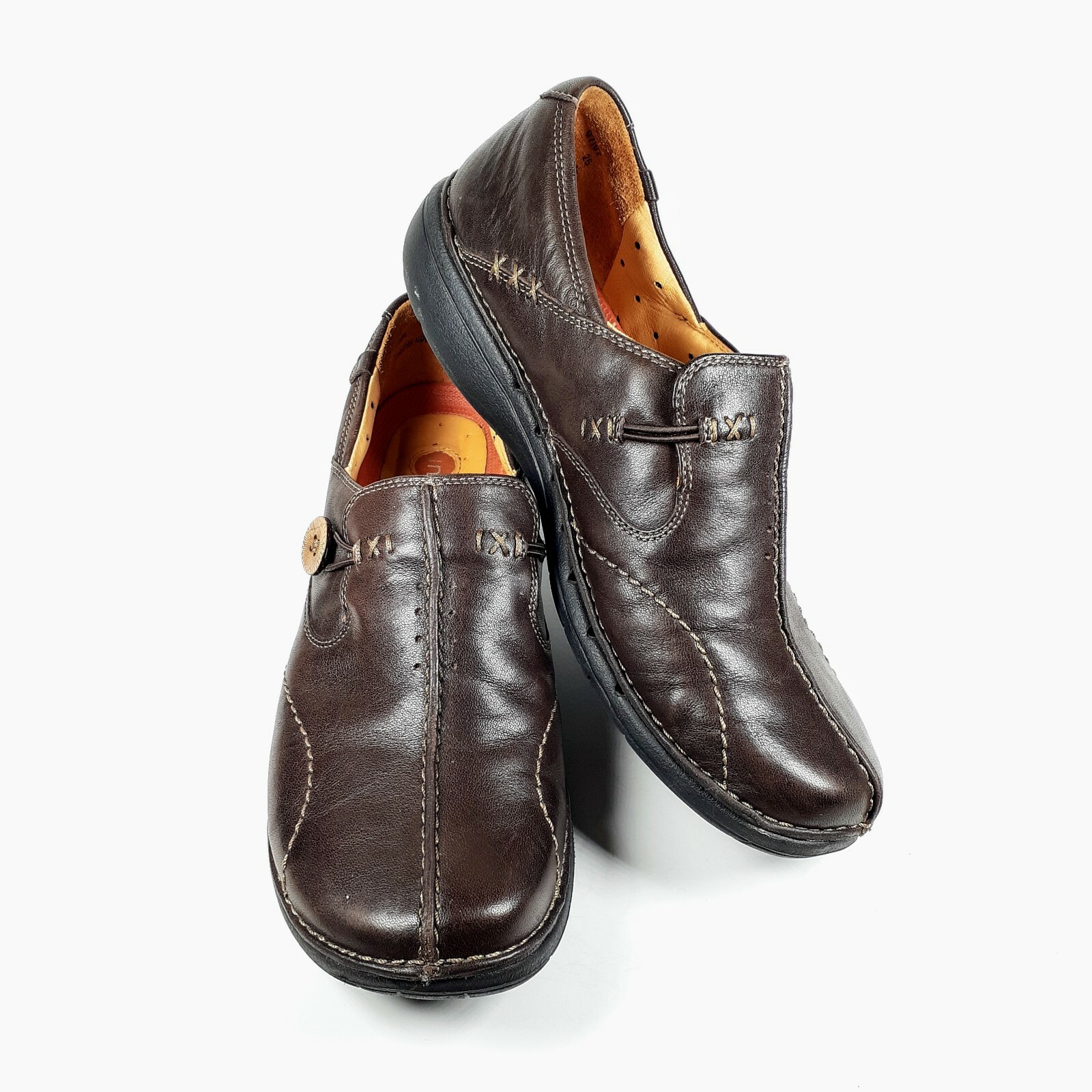 clarks brown slip on shoes