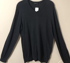 J. McLaughlin Men  s Milton Sweater Cashmere/Cotton Pullover Charcoal Sz M New