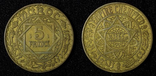 Morocco Mohammed V Aluminum-Bronze 1364 (1945) 2 Francs Y# 42 (27 631) - Picture 1 of 3