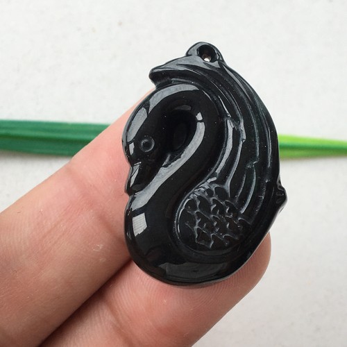 Certified 100% Natural Jadeite Hand carving beautiful Reiki swan Pendant,天鹅 1711 - Picture 3 of 10