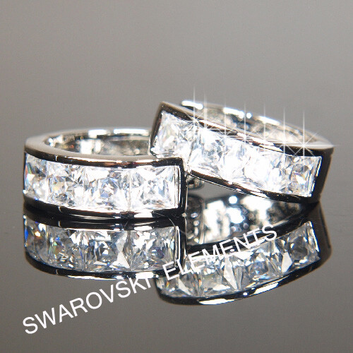 18K Yellow / White Gold Filled made with Swarovski Crystal Earrings Xmas A/4414g - Picture 3 of 54