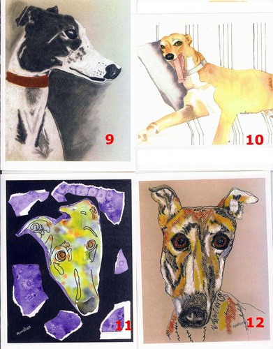 Windhund Hund Kunst Notizkarten 4er Set Mix and Match, mit Umschlägen - Bild 4 von 6