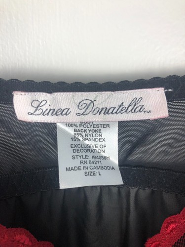Linea Donatella Womens Lace Lingerie Chemise Nightgown Black & Red Size Large - Picture 3 of 7