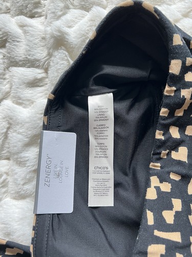 Women's Chico's Zenergy So Slimming Printed Leggings Black/Camel Size 0 Pull On - Picture 10 of 14