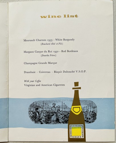 BOAC Airlines Menu cena - 1959 - Foto 6 di 6