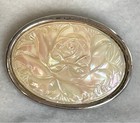 925 STERLING SILVER  CARVED MOTHER OF PEARL ROSE BROOCH