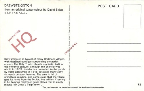 Picture Postcard__Drewsteignton, By David Skipp - Picture 2 of 2