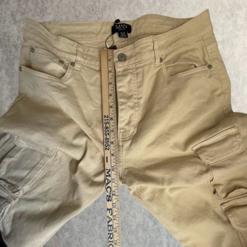 NEW Cargo Pants Men's Size 34 Tall Beige Slim Fit Skinny Button Fly Canvas Denim - Picture 10 of 13