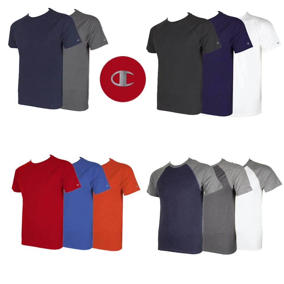 Champion Men's Short Raglan Sleeve Crew Neck Athletic T-Shirt.