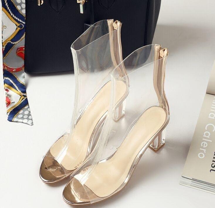 New Women Women Women Clear Ankle Boot Open Toe Summer Sandal Sexy Crystal Chunky Heel Pumps bd6686 New Women Women Women Clear Ankle Boot Open Toe Summer Sandal Sexy Crystal Chunky Heel Pumps bd6686