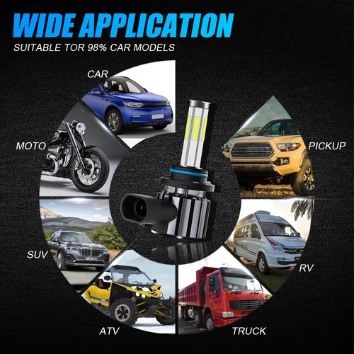 6-sides HIR2 9012 LED Headlight Bulbs Kit High Low Beam Super Bright 6500K White - Foto 10 di 12