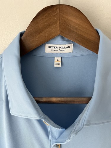 NEW Peter Millar Crown Summer Comfort Performance Stretch Blue Polo Shirt Large - Picture 5 of 6