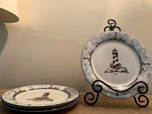 Coastal Lighthouse DINNER PLATES (3) by Totally Today Vintage - Picture 2 of 6