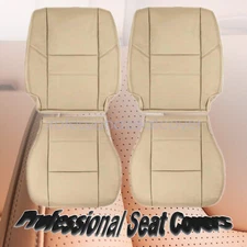 For 2001-04 Toyota Tundra Driver & Passenger Bottom -Top Leather Seat Cover Tan