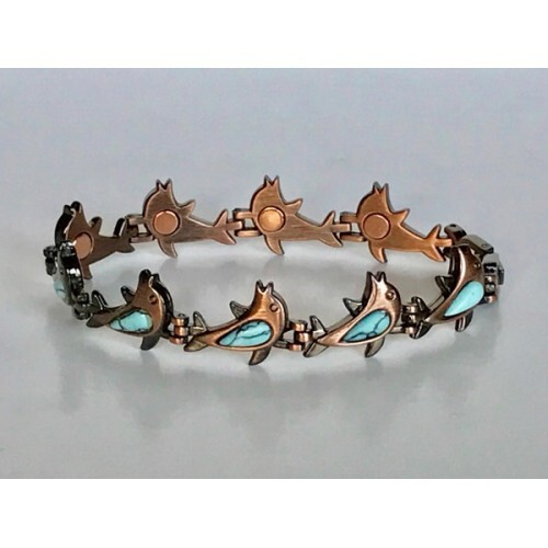DOLPHINS Copper & Turquoise Womens Magnetic Bracelet ARTHRITIS Therapy Sea Life - Picture 13 of 16