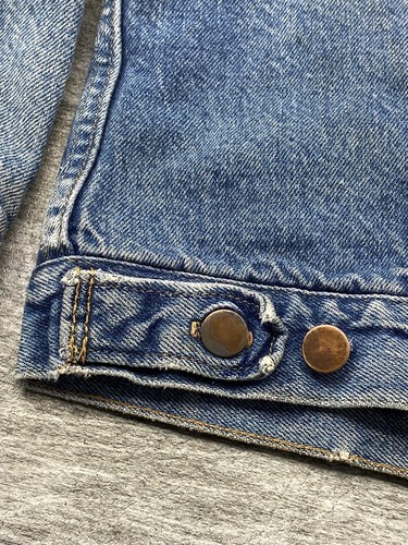 VTG STEEL Indigo Denim Buffalo Plaid Blanket Lined Adult 46 Jean Jacket USA Made - Picture 22 of 24