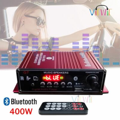 400W 2 Channel Bluetooth Mini HIFI Power Amplifier Audio Stereo Amp Home Car FM