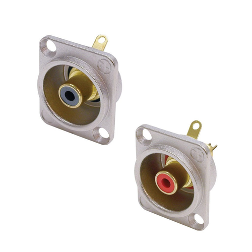 Montaje en panel de chasis Neutrik NF2D-0 Phono RCA. Carcasa de níquel - Imagen 1 de 4