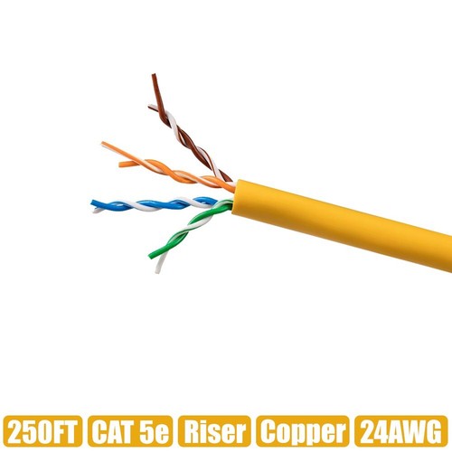250FT Cat5e Network LAN Ethernet UTP Cable Cord CMR Riser Copper Solid Bulk Wire - Picture 9 of 9