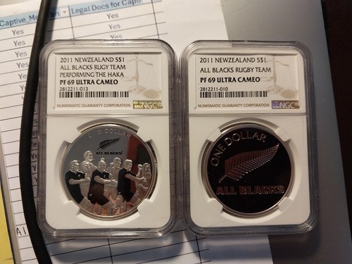 New Zealand - 2011 - Silver Dollar Proof Coins - All Blacks & The Haka NGC PF69 - Picture 2 of 8