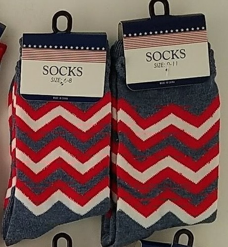 Patriotc Socks Red White Blue Men’s  One Pair/Pk, SELECT: Size 4-6 or 6-8 - Picture 1 of 3