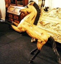 ALTES KARUSSELL HOLZ PFERD KINDER KARUSSELLPFERD HOLZPFERD TIER FIGUR SKULPTUR