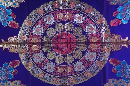 2 Korean Metallic Silk Embroidered Peacock Dragon Textile Tapestry 83" - Picture 4 of 12