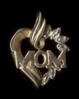 10K 1.58 Gram 19mm Fine Solid Yellow Gold "Mom" Word Diamond Heart Pendant uk