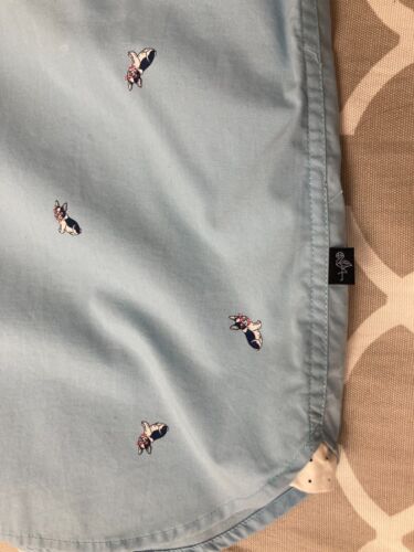 Denim & Flower Mens Slim Ricky Singh Blue Short Sleeve Dog Button Down Large - Picture 3 of 13