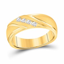 10k Yellow Gold Mens Round Diamond Wedding Anniversary Band Ring 1/4 Ctw