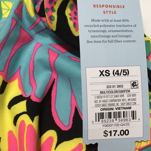 Cat & Jack Girl's Size XS (4/5) Multicolor Palm Printed Pullover Cover Up Dress - Picture 3 of 7