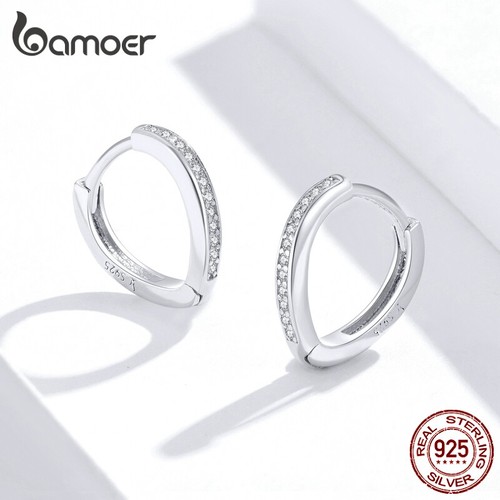 BAMOER Women Earrings Heart ear clip S925 Sterling silver Pav¡§| CZ Jewelry - Picture 5 of 10