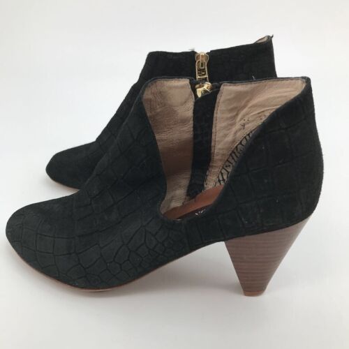 Matt Bernson Womens Ankle Boots Booties Black Suede Block Zip 7.5 M - Picture 7 of 12