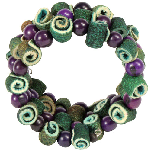 Upcycled Coiled Orange Peel Bracelets Handmade in Colombia Fair Trade - Picture 6 of 7