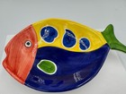 Ceramic Multicolored Fish Plate by WCL, Blue, Green, Yellow and Orange