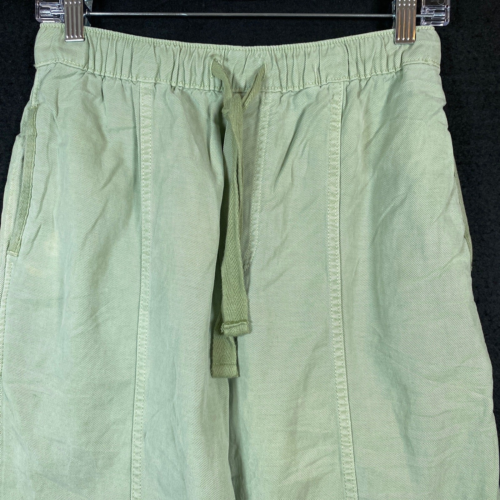 Zara Womens Pants Green Capri Jogger Drawstring Linen Blend High Rise Stretch XS thumbnail 2