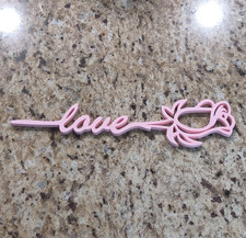 Pink Love Letters Wood Hanging Plaque Sign, Modern Matte, 11 x 4 in