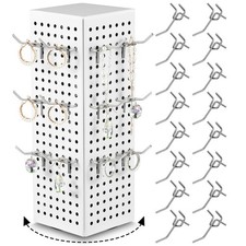 Rotating Countertop Display Kit with 16 Peg Hooks Four Sided Pegboard Spinner...
