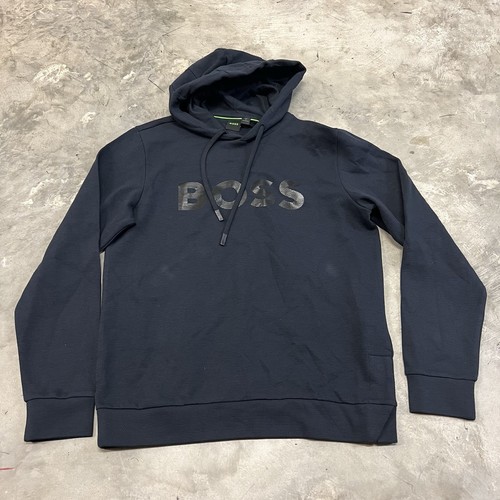 Sudadera con capucha de piqué de algodón azul HUGO BOSS Soody Mirror para hombre 50510480 talla pequeña
