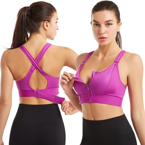 Adjustable Zip Front Sports Bra For Women Shockproof Running Yoga Fitness Sport - Bild 10 von 15