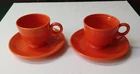 Fiesta Ware Homer Laughlin Original Red Radioactive Coffee Cups Saucers 2 Sets