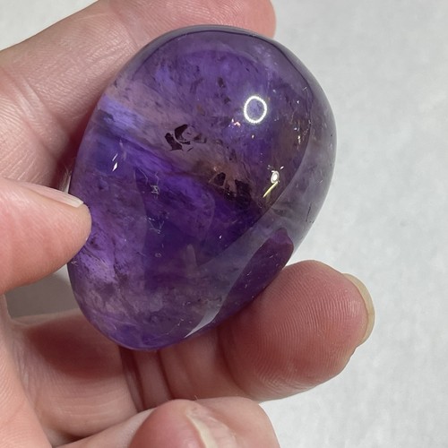 Natural Purple Amethyst Translucent Quartz Crystal 2" Polished Egg w/ Inclusions - Picture 10 of 13