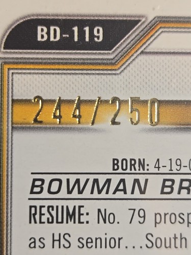 2021 JACKSON MERRiLL (RC) *244/250* 1st Bowman Draft #BD-119 Purple ~1stB - Picture 3 of 11