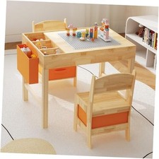 Toddler Table and Chair Set, 3 in 1 Kids Table and Chairs, Wooden Art Activity