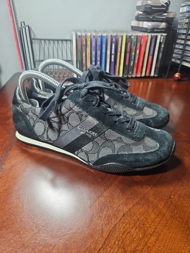 Coach Kelson Größe 7,5 B schwarz grau Signatur Canvas Wildleder Damen Tennisschuhe - Bild 1 von 19