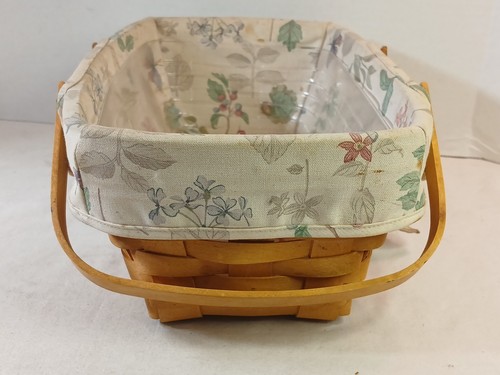 Longaberger Basket With Liner Tied In Bow 1999 Butterfly And Floral Pattern - Foto 2 di 7