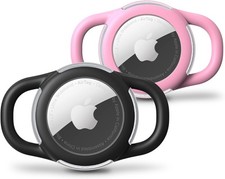 Waterproof Airtag Dog Collar Holder, Silicone  ABS Small, Black  Pink