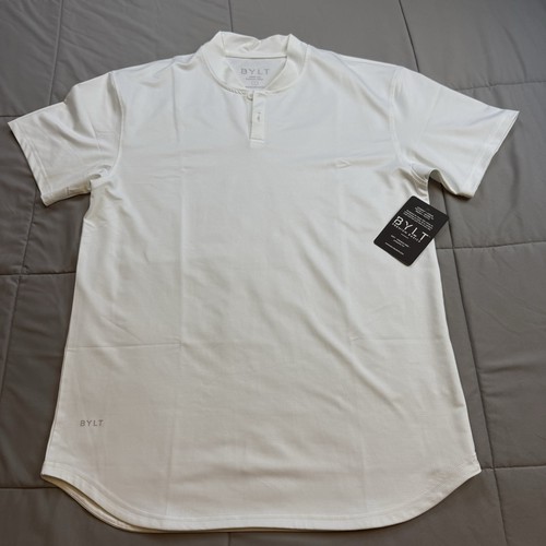 BYLT Drop Cut Stealth Polo Neu mit Etikett Größe Large weißes Shirt - Bild 1 von 8