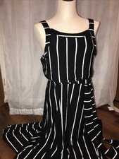 SOMA Woman’s S/M Dress Maxi Sundress Sleeveless Striped Stretch Pockets Soft